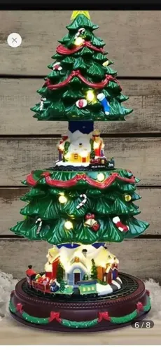 Árvore De Natal Musical Com Trem Led Neve Movimento