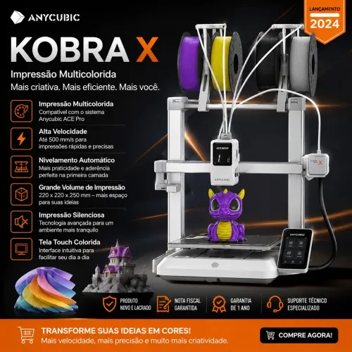 Impressora 3D Anycubic Kobra X Multicor - Nova | Nota Fiscal | Garantia