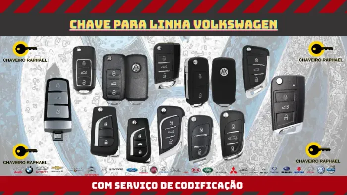 Chave Volkswagen Canivete, Simples, Presença Completa Com Serviço de Codificação 