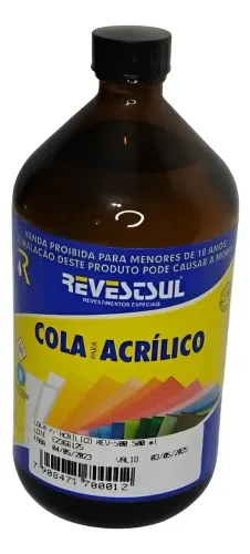 Cola Para Acrílico Acrilato Revestsul Rev 500 Vidro 1 Litro