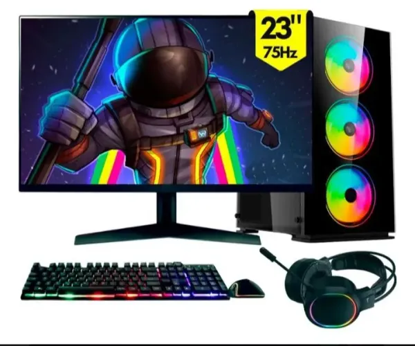 PC Gamer Completo RGB i5 16GB SSD 512GB + Monitor 23" 75Hz + Kit Gamer