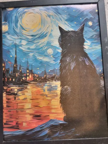 Quadro de gato estilo Van Gogh