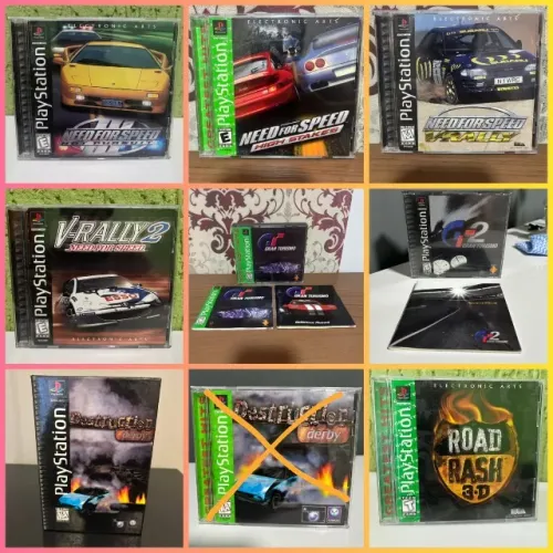 9 jogos de corrida PS1 originais (preços na descrição)