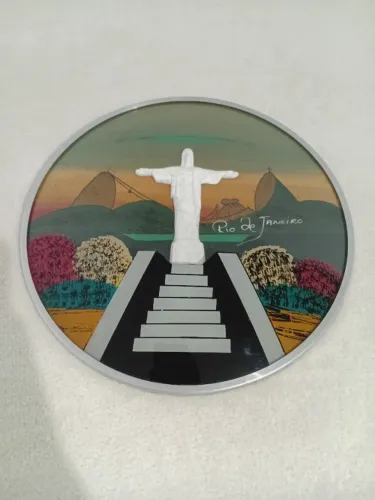 Quadro Redondo Antigo do Cristo Redentor