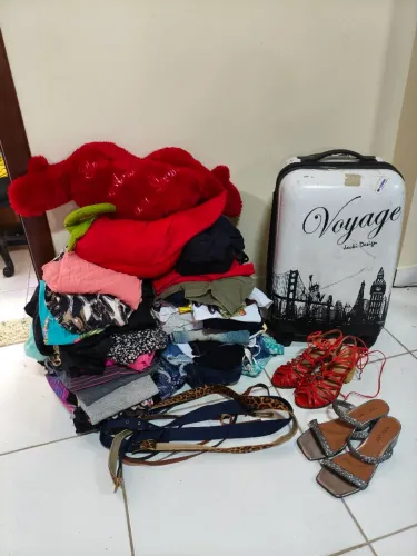Lote de Roupas Feminina Mala Rodinha e Pelúcia 