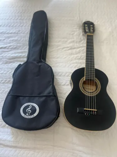 VIOLAO GIANNINI NR BK INFANTIL 30 NYLON ACUSTICO PRETO E CAPA PARA VIOLAO PRETA "SONATA"