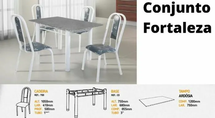 Mesa com 4 cadeiras Fortaleza *nova embalada