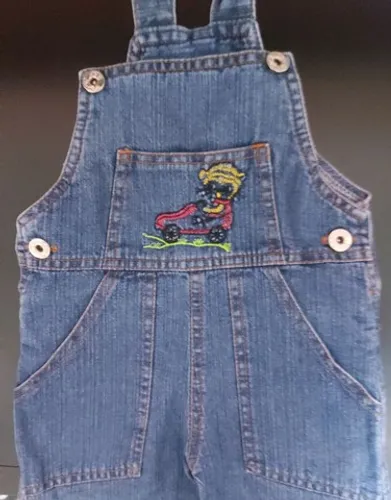 Macacão Jeans Bebê Infantil Masculino - Tamanho P