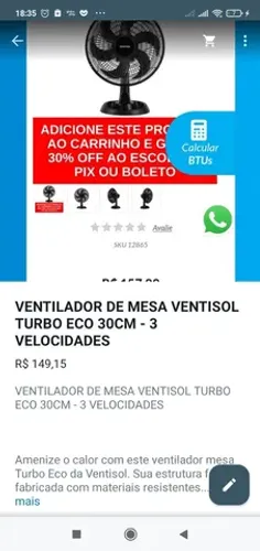VENTILADOR DE MESA VENTISOL TURBO ECO 30 CM - 3