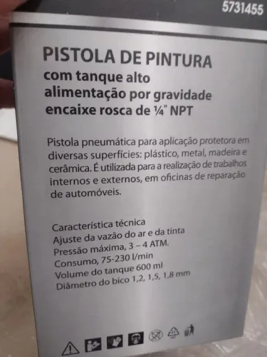 Pistola de Pintura com Tanque Alto 1/4" NPT