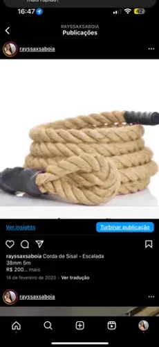 Corda de Sisal - Escalada  38mm 5m  R$ 200