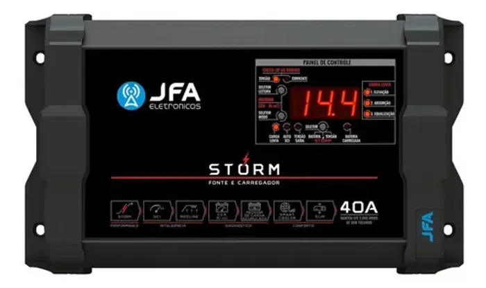 Fonte Automotiva 40 Amperes Jfa Storm Red Line Cca Sci Smart Cor Preto