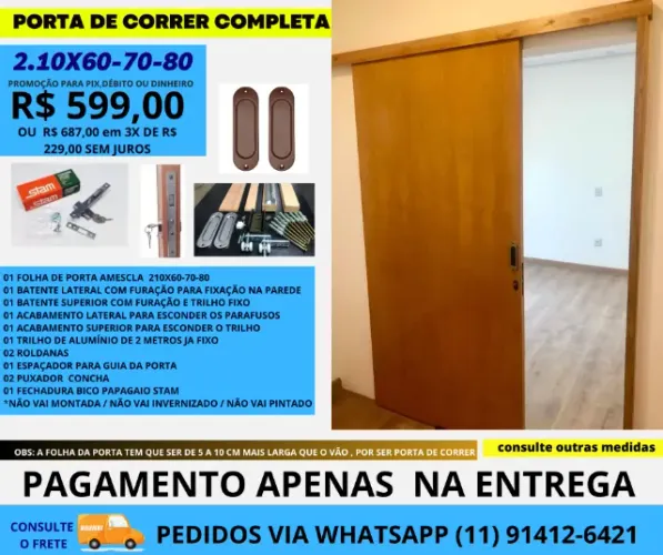 porta  de correr kit completo fechadura  e puxado-modelo plot