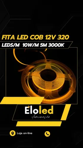 FITA LED COB 12V 320 LEDS/M  10W/M 5M 3000K