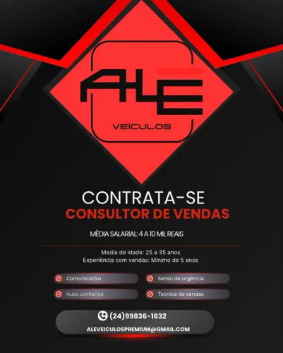 CONTRATA-SE CONSULTOR DE VENDAS / VOLTA REDONDA - PRESENCIAL 