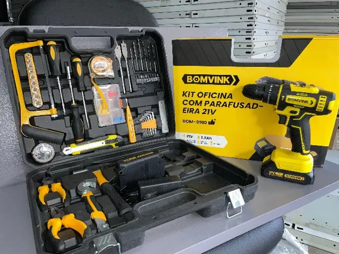 Kit Oficina com parafusadeira 21V BOMVINK