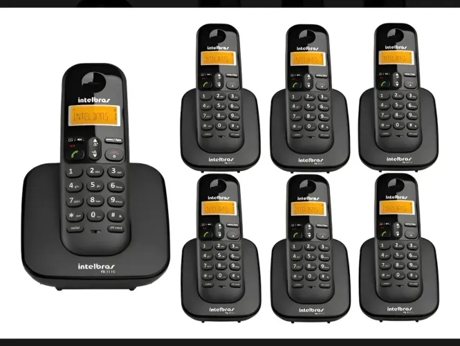 Kit Telefone Sem Fio Ts 3110 + 6 Ramais Ts 3111 Intelbras Preto