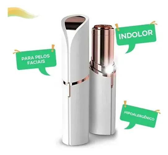 Batom Depilador Facial Elétrico Recarregável Tira Pelos Buço Cor Branco