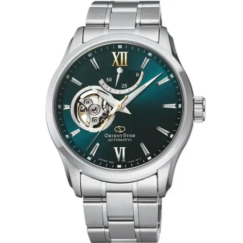 Relógio Orient Star Automático Open Heart Verde RE-AT0002E00B