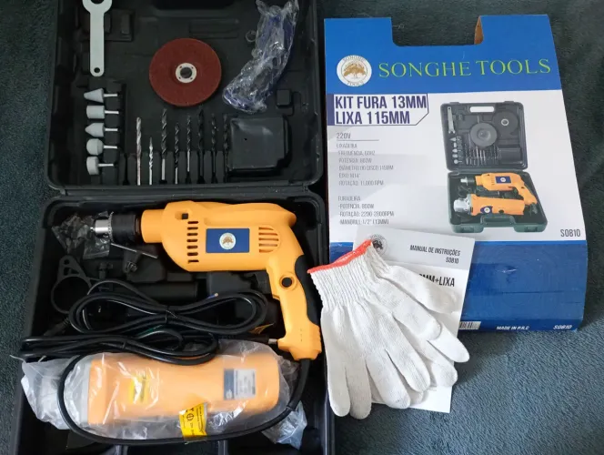 Kit Furadeira e Lixadeira Songhe Tools 13mm 115mm