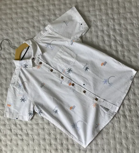 Camisa branca de botão manga curta 6 anos - Califa