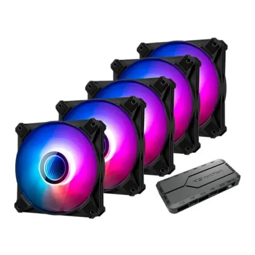 Kit com 5 Coolers Fan Aigo Darkflash Infinity 8, 5x120mm, A-RGB, Preto - INF85in1
