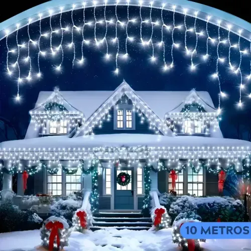  Cascata 400 Led 220v10 metros natal branco frio 10W 220v ambiente int/externo prova dagua