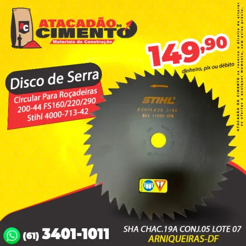 Disco de Serra Circular Para Roçadeiras 200-44 FS160/220/290 Stihl 4000-713-42
