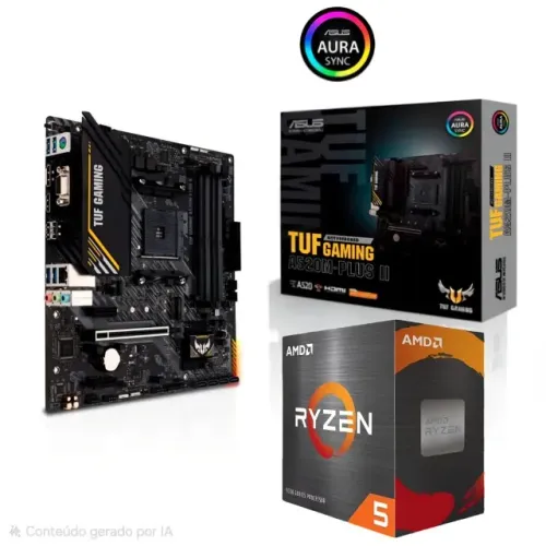 Placa Mãe Asus TUF Gaming A520M-PLUS II, Ryzen 5 5500, 6 Núcleos, 12 Threads 