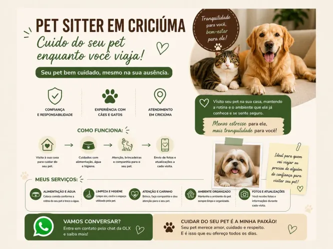 Pet Sitter em Criciúma - Cuido do seu pet enquanto você viaja ?