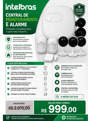 Central de monitoramento alarme e câmaras Intelbras