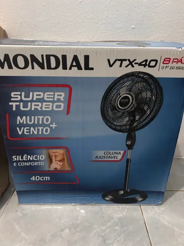 Ventilador Coluna MONDIAL 40cm, Preto/Prata | Turbo 8 Pás