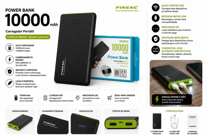 Power bank carregador portátil