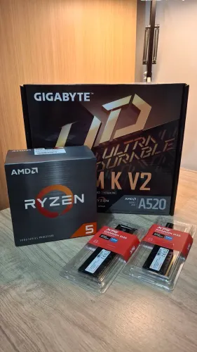 Kit Ryzen 5 5500 + Placa-mãe A520M + 16GB RAM 2X8 3200Mhz 
