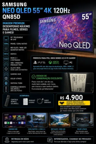 Samsung Neo QLED 55" 4K 120Hz ? QN85D | Excelente estado