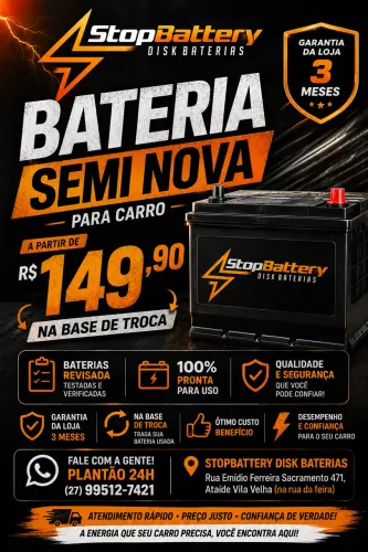 Baterias Semi Nova com garantia da loja, vários modelos consulte