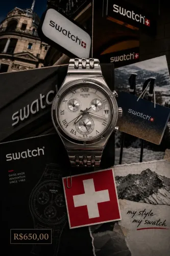 Relógio Swatch masculino série Prata ? (médio)