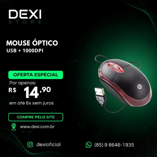 Mouse com Fio 1000 DPI USB