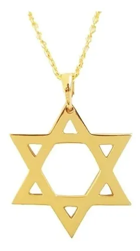 Pingente Estrela Face Dupla Em Ouro Amarelo 18 Kilates 4 Gramas 2.6 mm