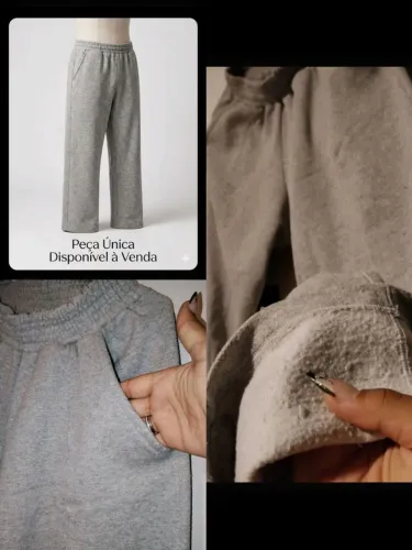 Calça moletom com bolso na frente, cinza
