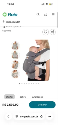 Canguru ERGOBABY - Bebê 4 Posições Ergonômico 