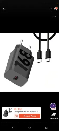 CARREGANDOR 168W 68W 50W Para Celular Com Type C Tipo C