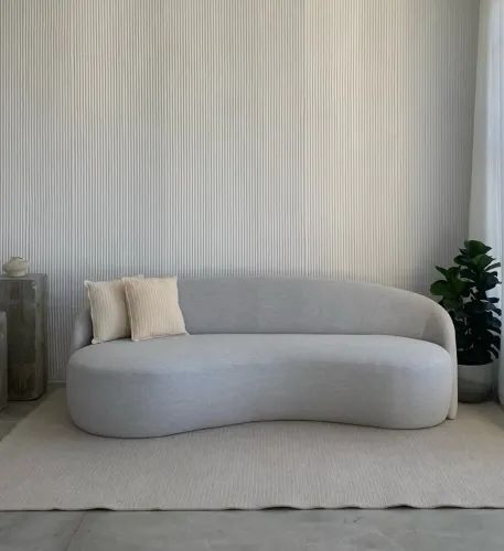 Sofá Orgânico Curvo Cinza Claro - Design Moderno [3 lugares]