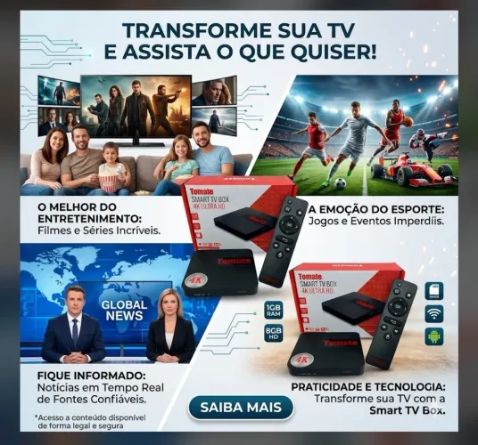 Smart TV Box 4K Tomate - Transforme sua TV em Smart
