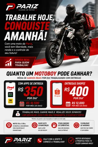 Aluguel de Moto 125cc - A partir de R$265/sem - Grande Vitória