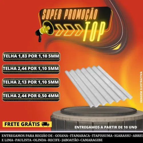 Telha de fibrocimento frete grátis