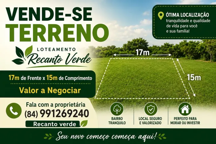 Vende-se terreno no recanto verde