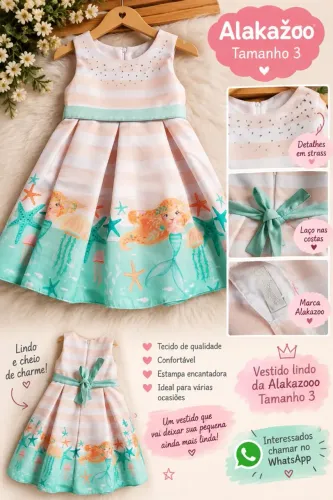 Vestido Alakazoo Infantil em Tecido Fidji Salmão tamanho 3 impecável 