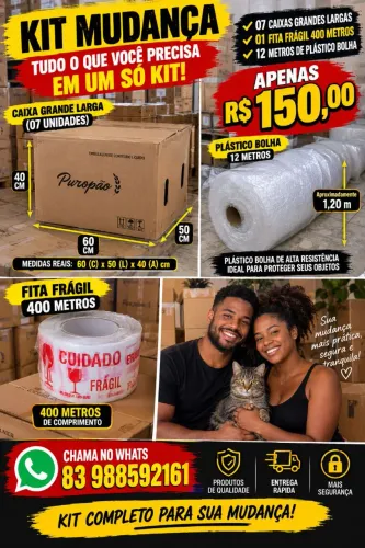 Caixas para Mudanças Caixas de Papelão grandes e resistentes kit Embalagem pequeno Leia 