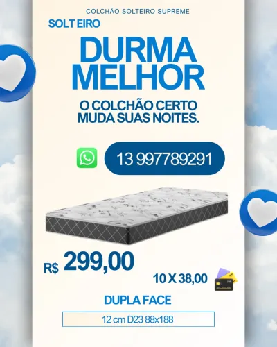 Colchão Solteiro D23 12 cm Dupla face